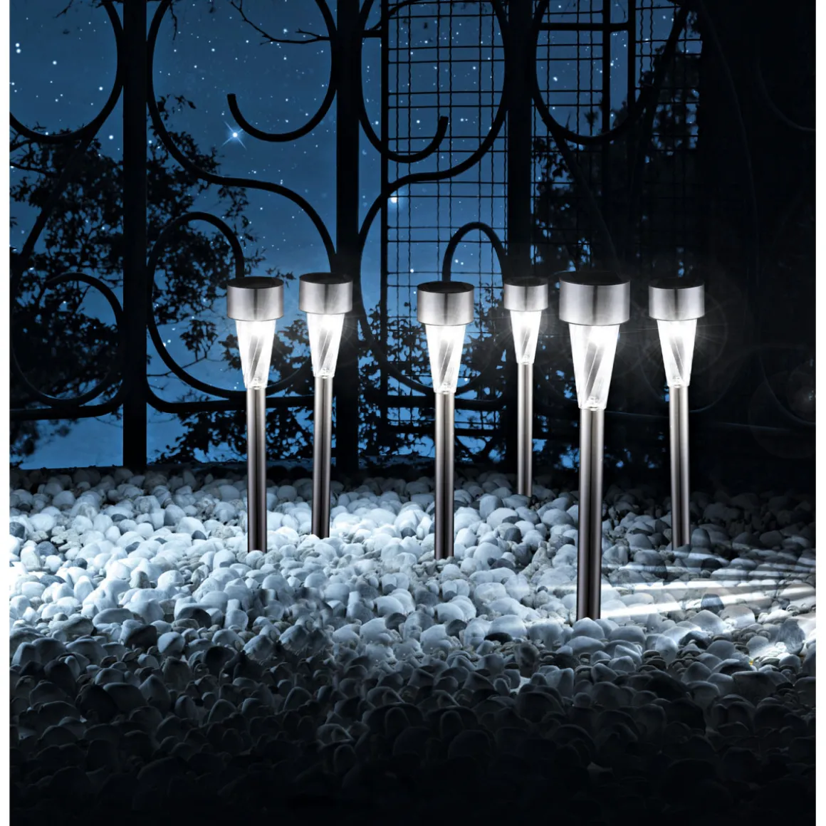 Flector Garten LED-Solar-Leuchten Mercury silber 6er-Set