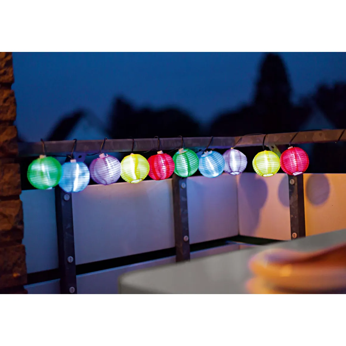 Flector Garten LED-Solar-Lichterkette Lampion mehrfarbig