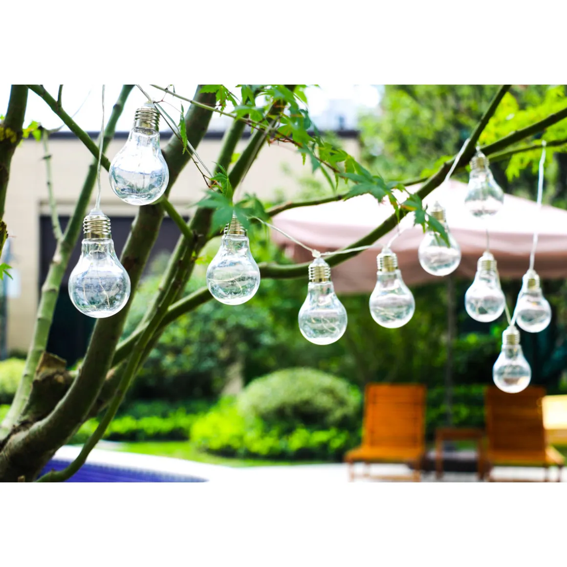 Flector Garten LED-Solar-Lichterkette Vintage inkl 10 Birnen