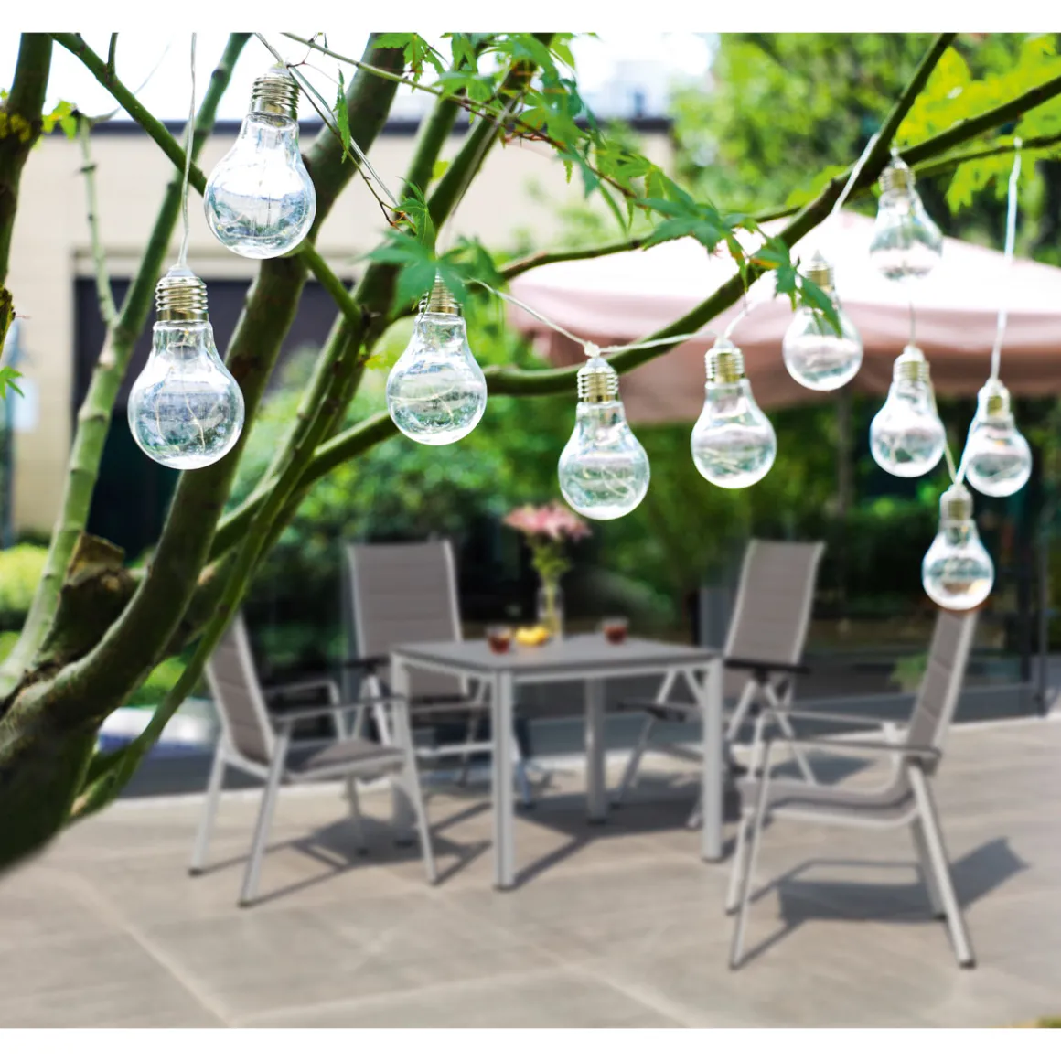 Flector Garten LED-Solar-Lichterkette Vintage inkl 10 Birnen