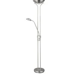 Flector LED- Deckenfluter Lagos m. Leseleuchte H180cm 20W+5W warmweiss, dimmbar, Metall