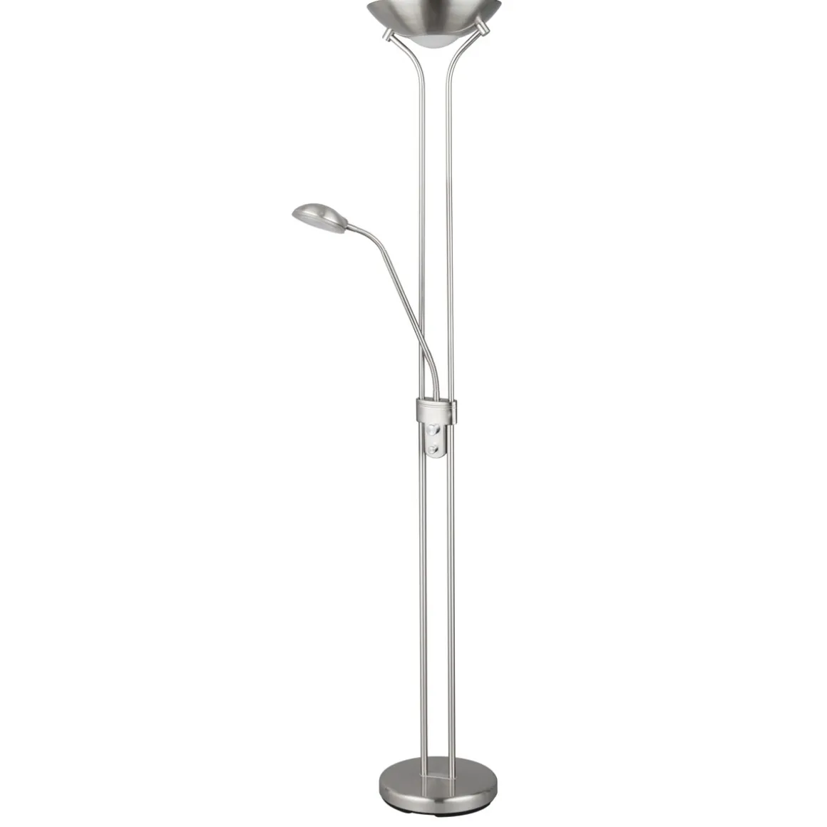Flector LED- Deckenfluter Lagos m. Leseleuchte H180cm 20W+5W warmweiss, dimmbar, Metall