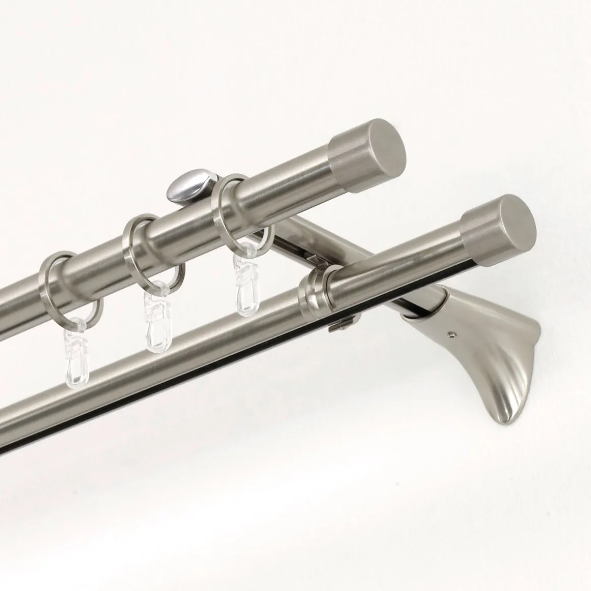 GardiniaGardinenstange Memphis mit Innenlauf Durchmesser 16 mm 160 cm Edelstahl-Optik
