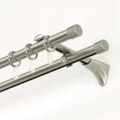 GardiniaGardinenstange Memphis mit Innenlauf Durchmesser 16 mm 120 cm Edelstahl-Optik