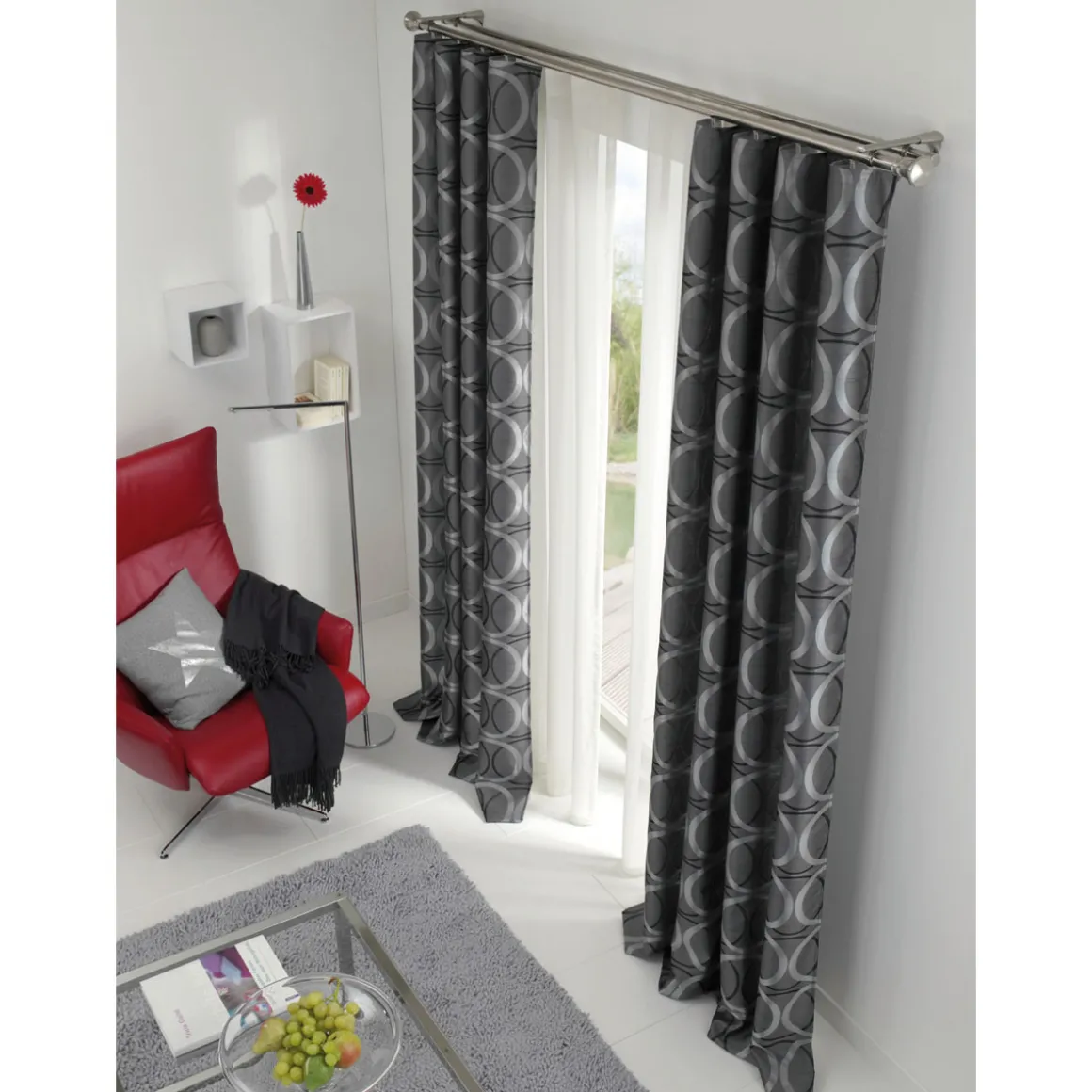GardiniaGardinenstange Windsor mit Innenlauf Durchmesser 16 mm 200 cm Edelstahl-Optik