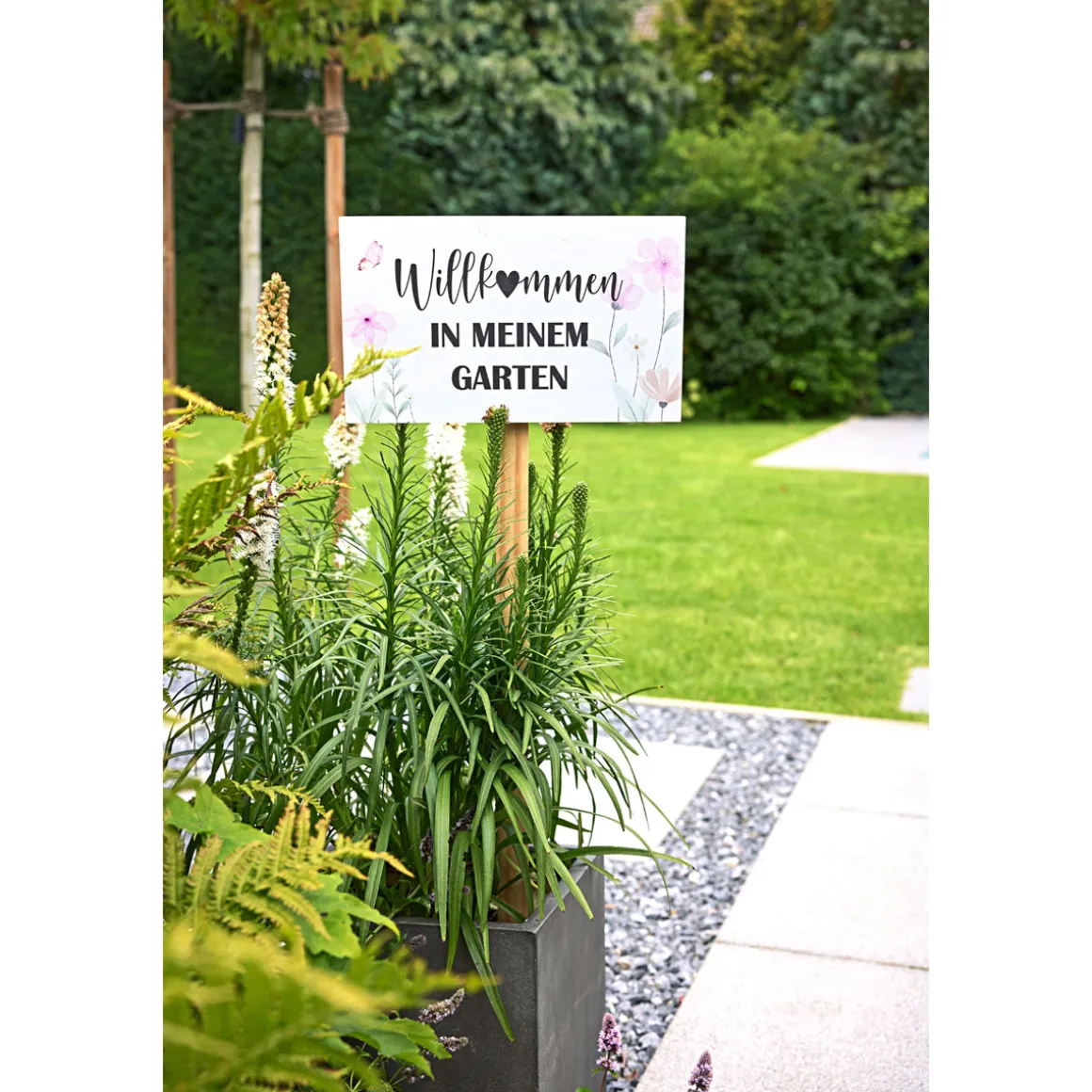 Gartenstecker Willkommen