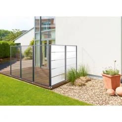 Glas-Windschutz 100 x 160 cm Aluminium Anthrazit