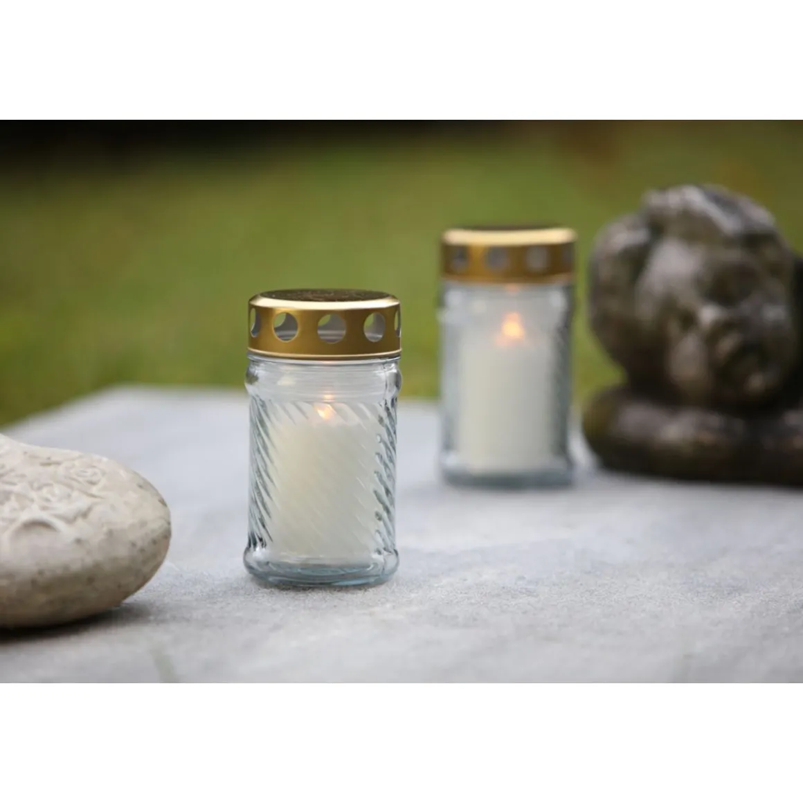 Grablampe IGLESIA_A aus Glas mit Brenner