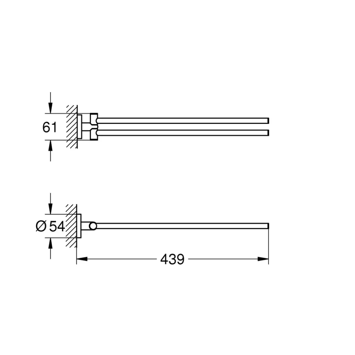 Grohe Handtuchhalter Essentials silber 43,9 x 6,1 cm