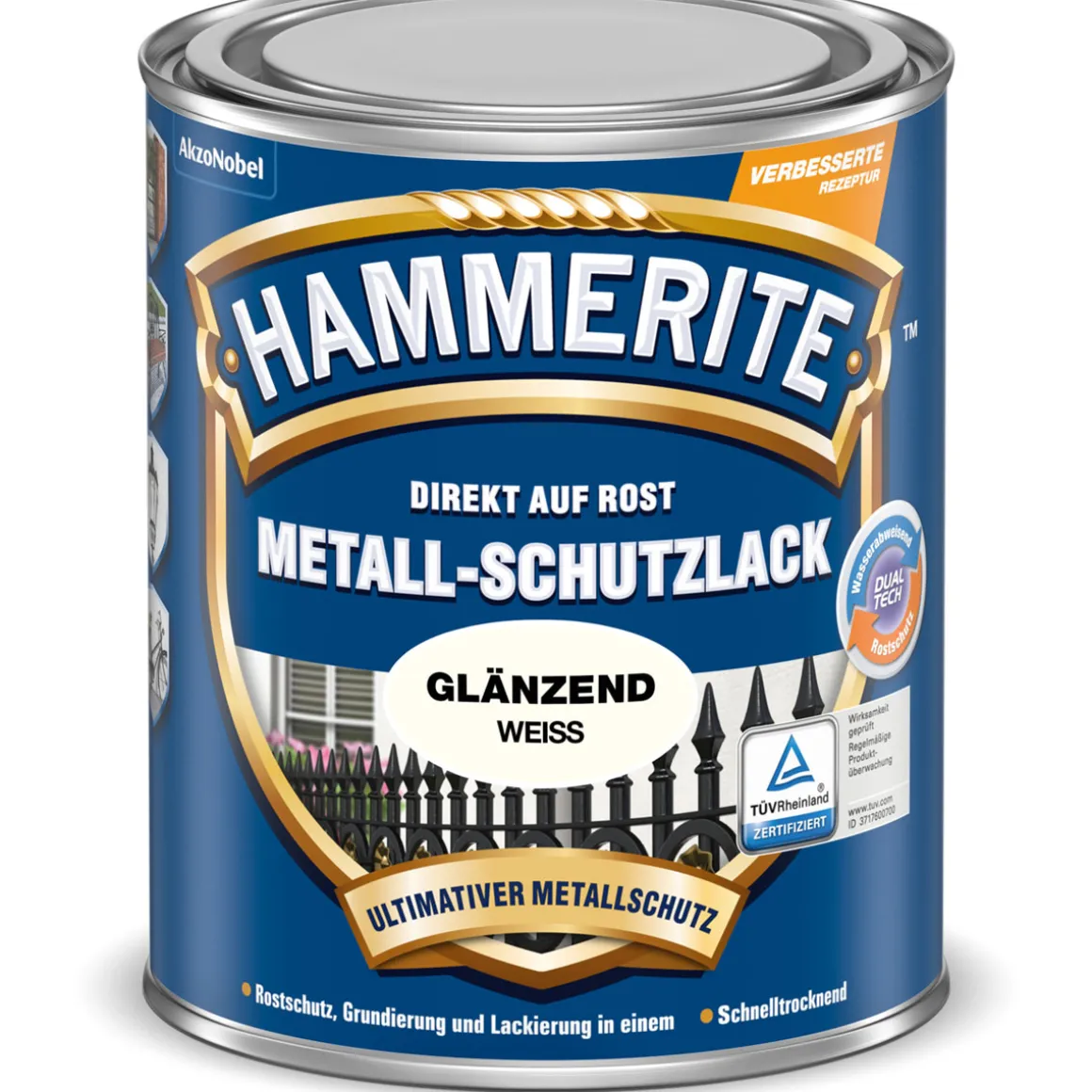 Hammerite Metallschutzlack weiß glänzend 2,5 L