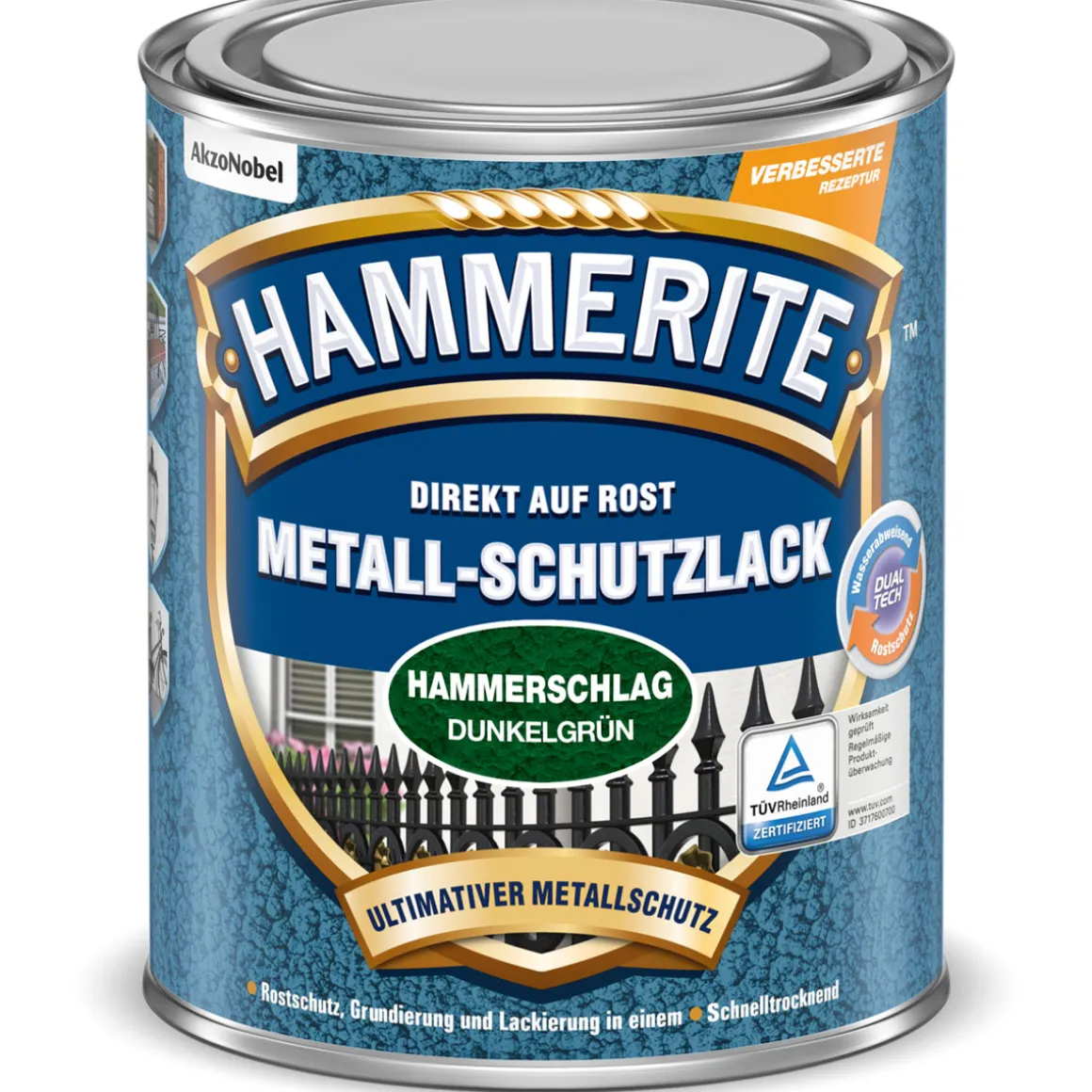 Hammerite Metallschutzlack dunkelgrün Hammerschlag 250 ml