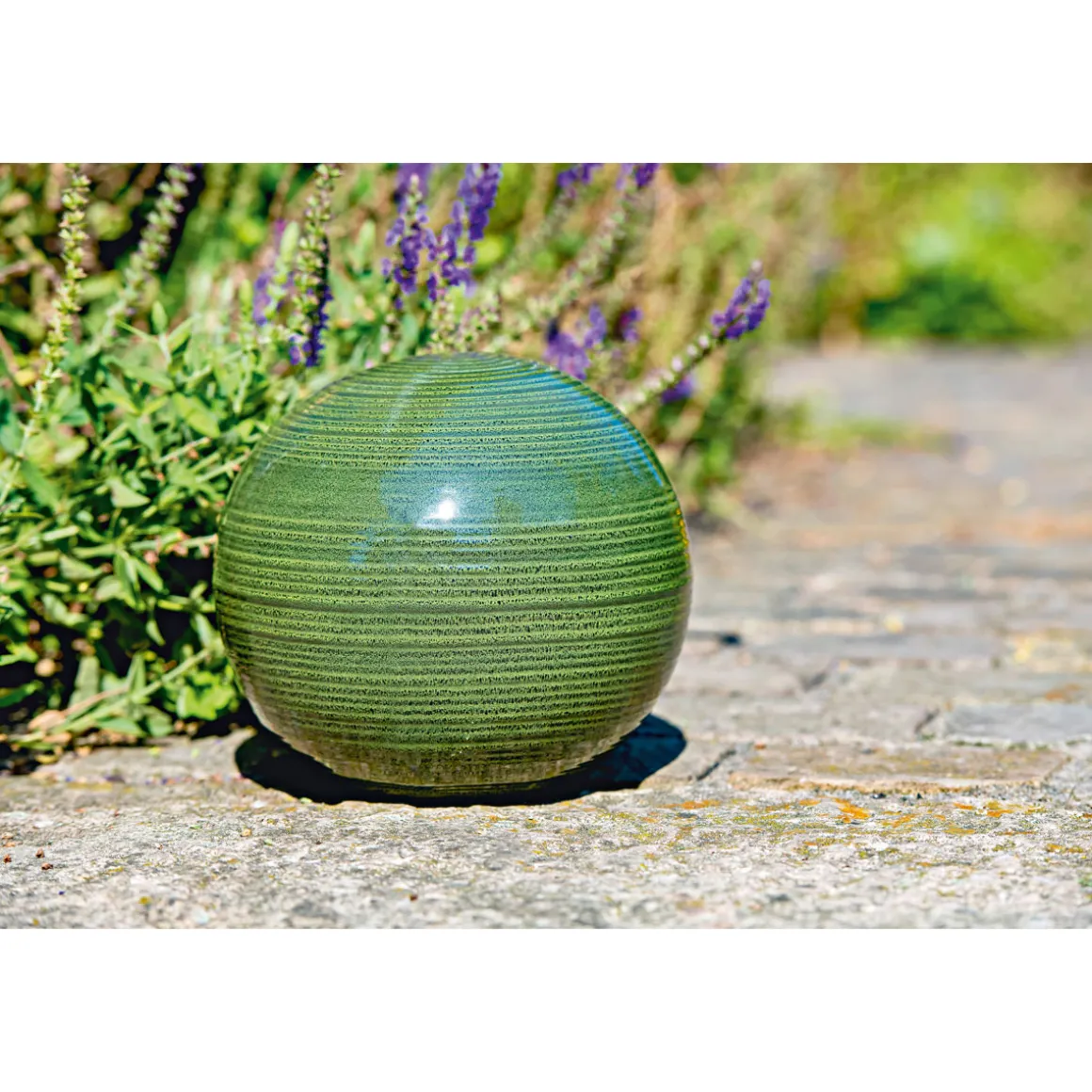 Haveson Dekokugel Feine Rille Durchmesser 15 cm grün
