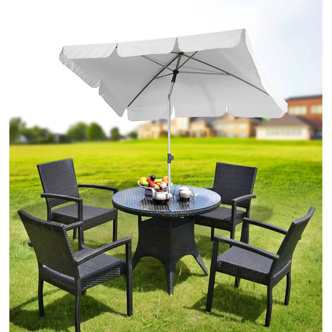Haveson Marktschirm Udine 210 x 140 cm Natur