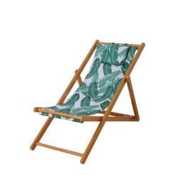 Haveson Strandstuhl Palmenblatt Hartholz mit Kopfkissen klappbar