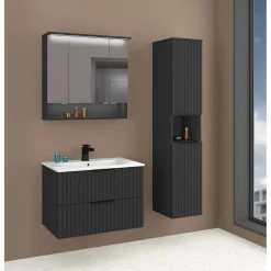 Hochschrank Amy, 35cm, 2 Türen, 1 Schublade