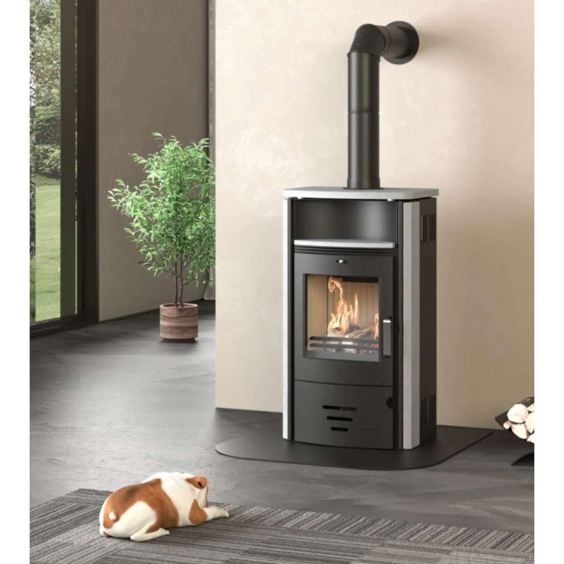 Kaminofen Stockholm 4.0 6,5kW GranitAnschl. oben 150mm