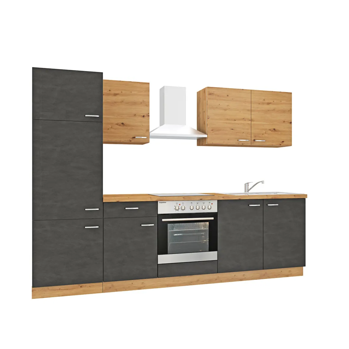 Küchenzeile Alina Eiche Artisan Matera anthrazit 270 cm