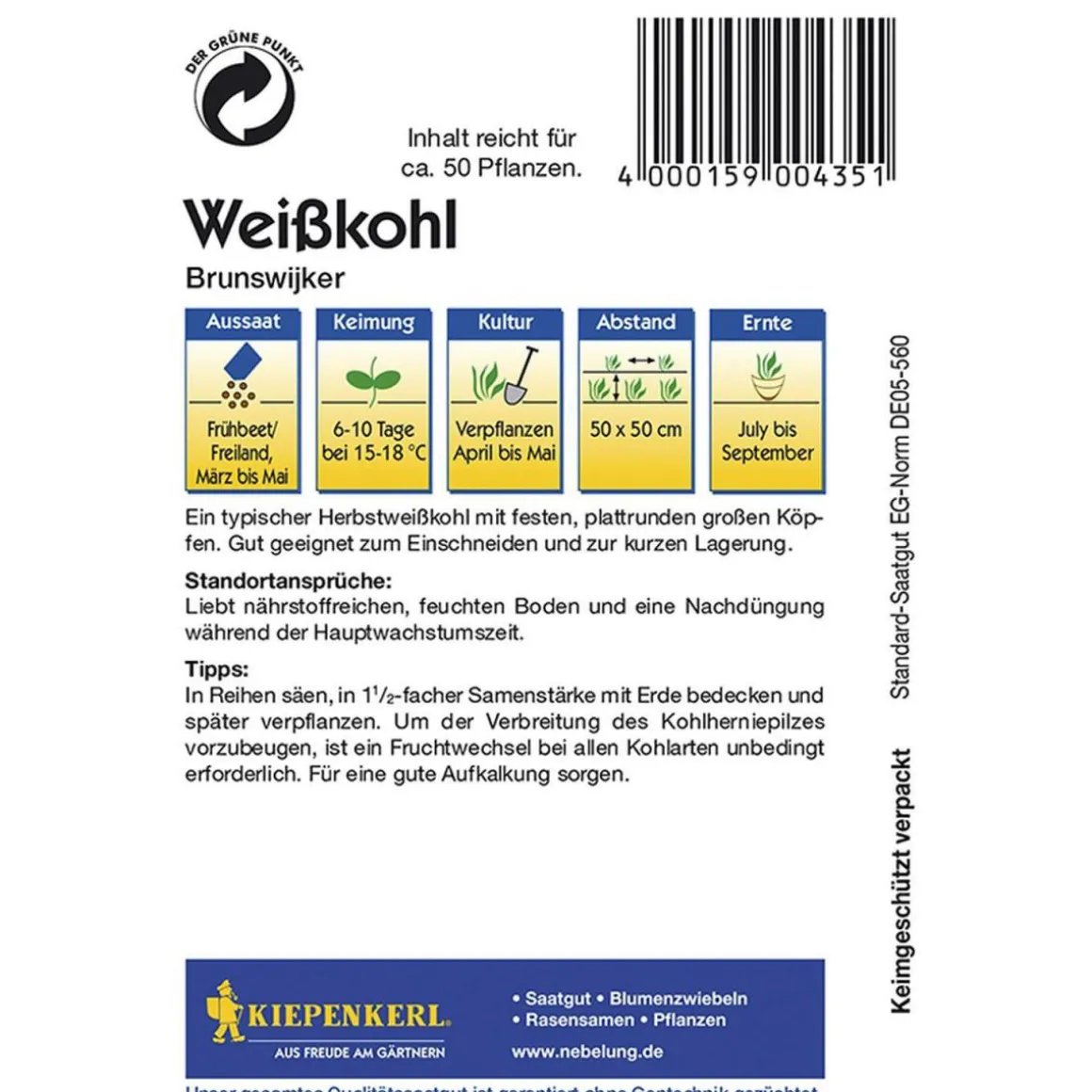 Kiepenkerl Weißkohl Brunswijker