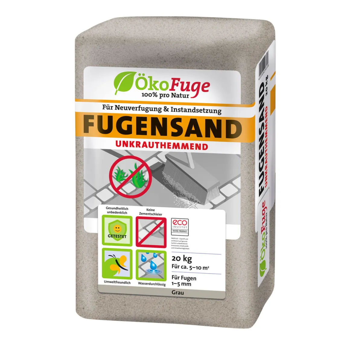 ÖkoFuge Fugensand 1-5 mm Grau Unkrauthemmend 20 kg
