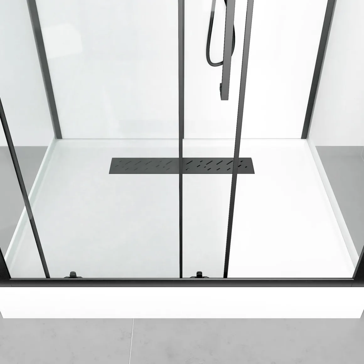 Komplettdusche Urban 2 Rectangle BxHxT115x215x90, Alu. Schwarz