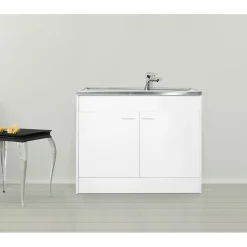 Kompl. Spuele 100x50cm weiss Drehtuer
