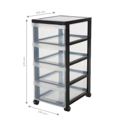 Kreher Rollcontainer mit 4 Schubladen und Rollen schwarz