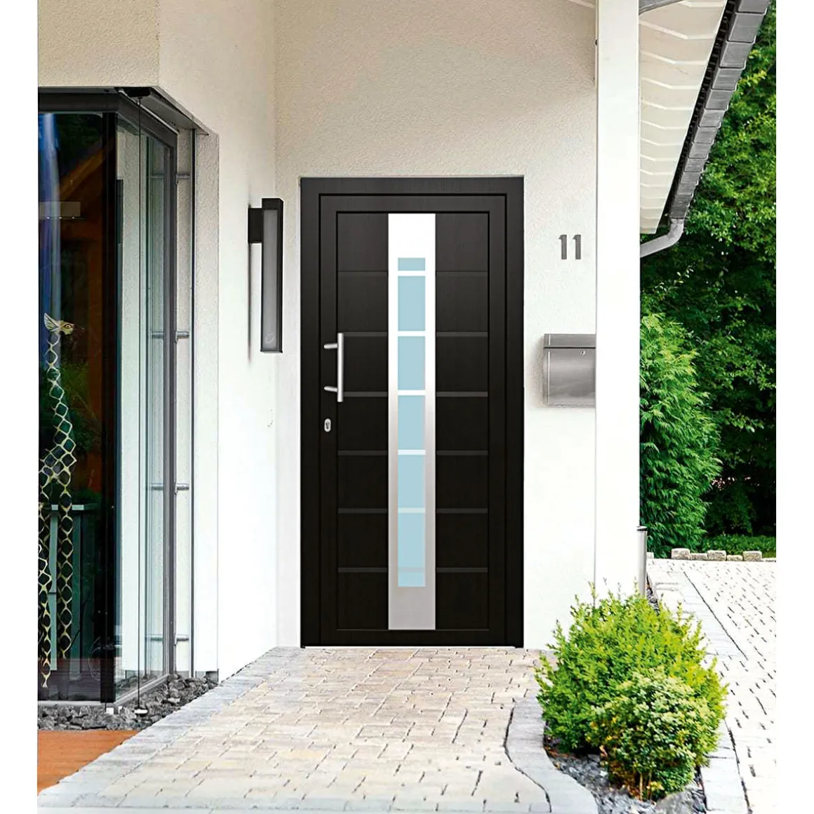 Kunststoff-Haustür D84 anthrazit 100 x 210 cm Anschlag links