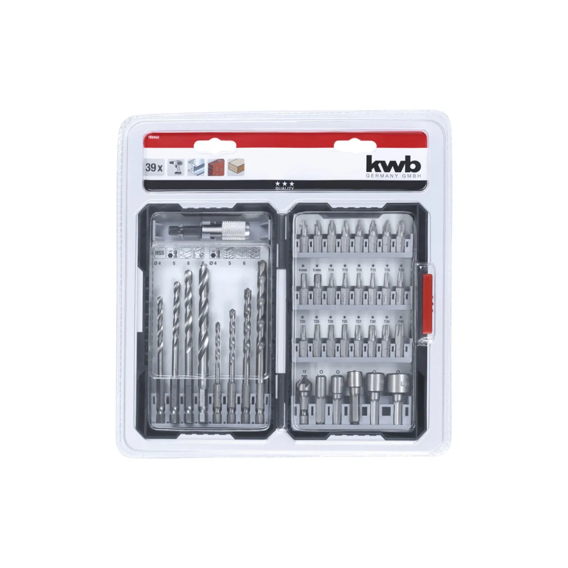 kwbBit-Bohrerbox 39 teilig inklusive L-Box