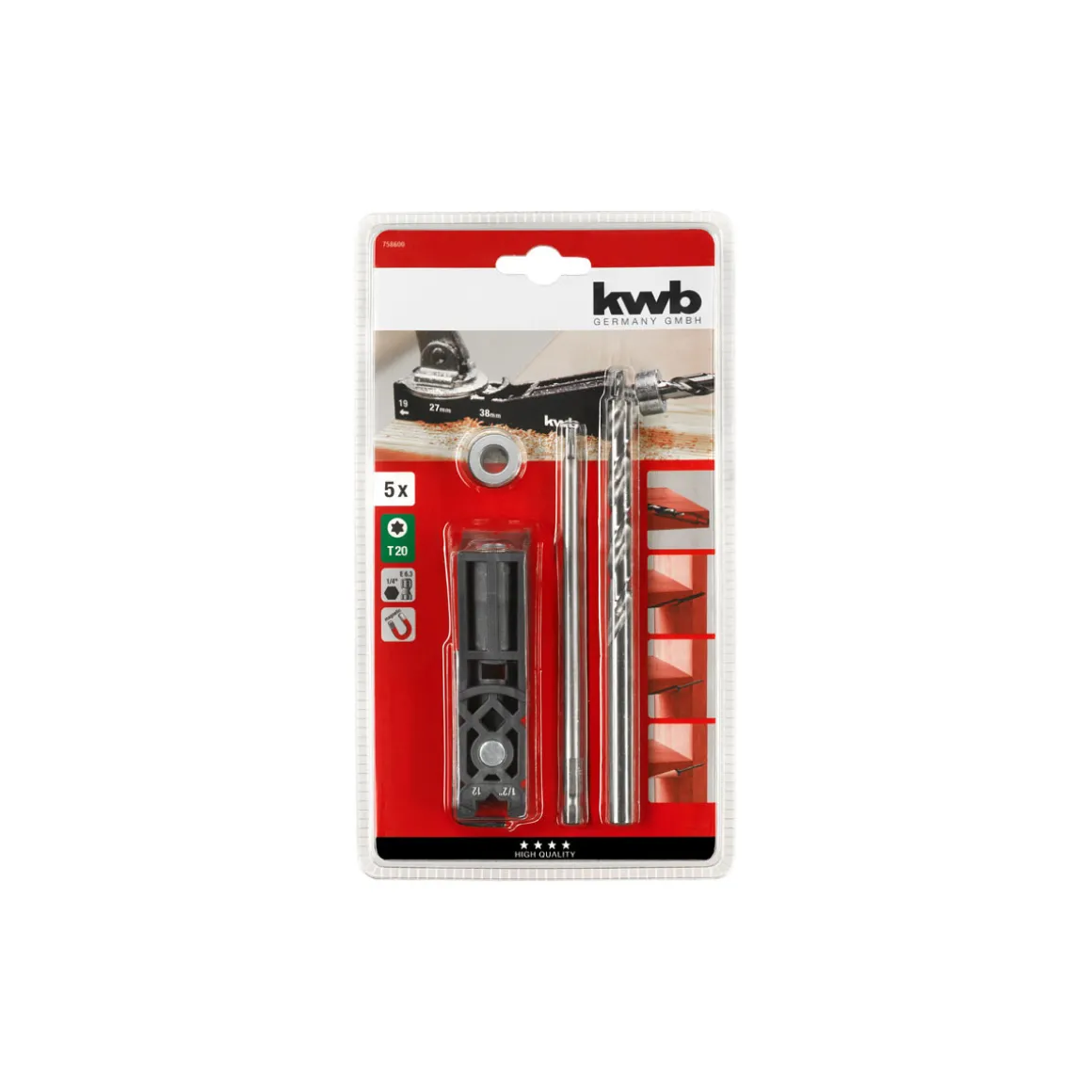 kwbBohrschablone Taschenloch 5 teilig