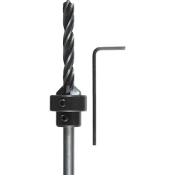 kwbHolzspiralbohrer-Set mit Aufstecksenker und Tiefenstop 3 teilig Durchmesser 4 mm