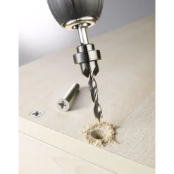 kwbHolzspiralbohrer-Set mit Aufstecksenker und Tiefenstop 3 teilig Durchmesser 5 mm