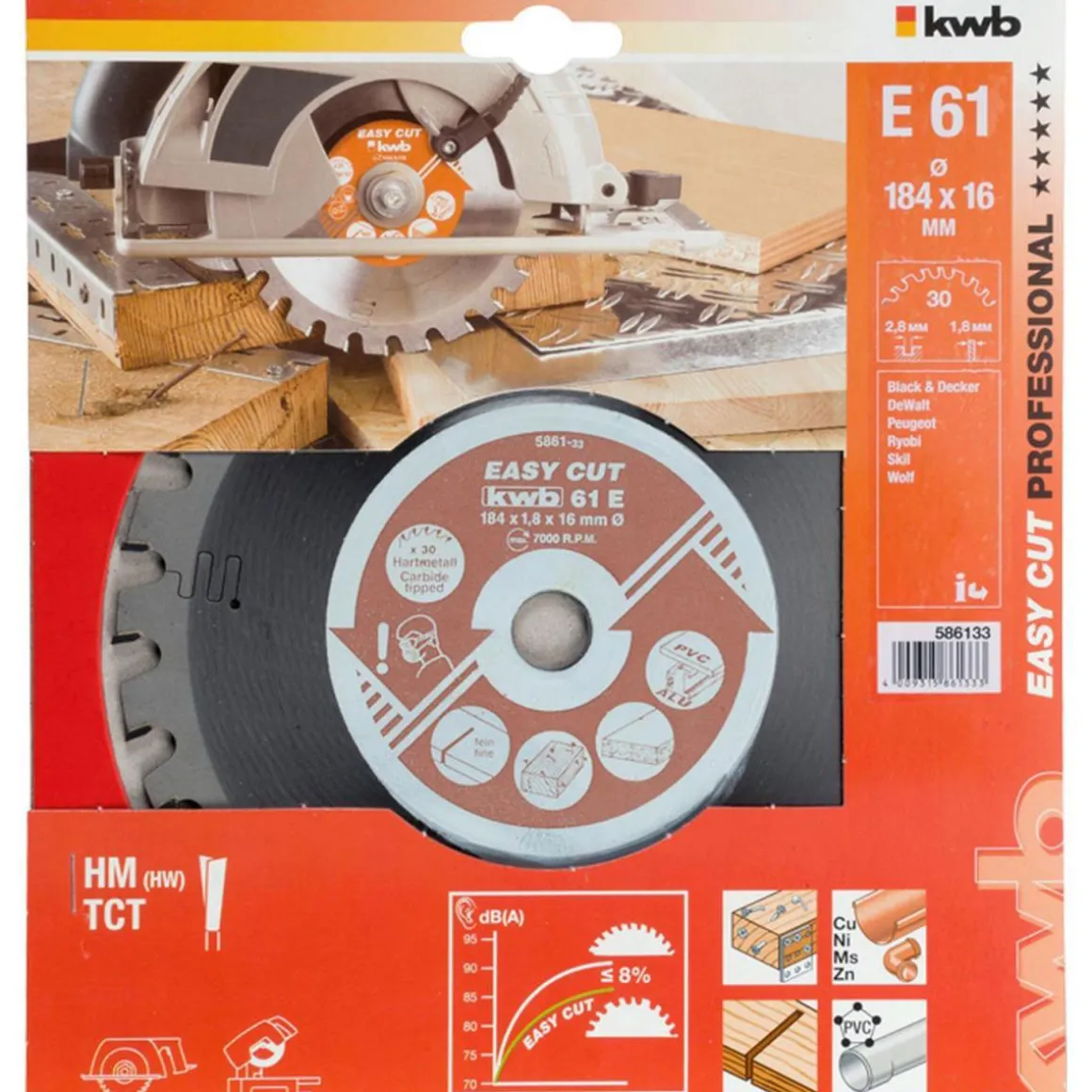 kwbKreissägeblätter Easy Cut für Handkreissägen Durchmesser 184x16 mm
