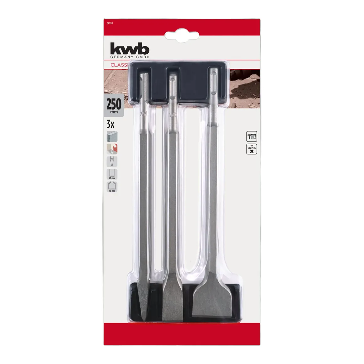 kwb Meißel-Set Classic SDS Plus 3-tlg. 250 mm