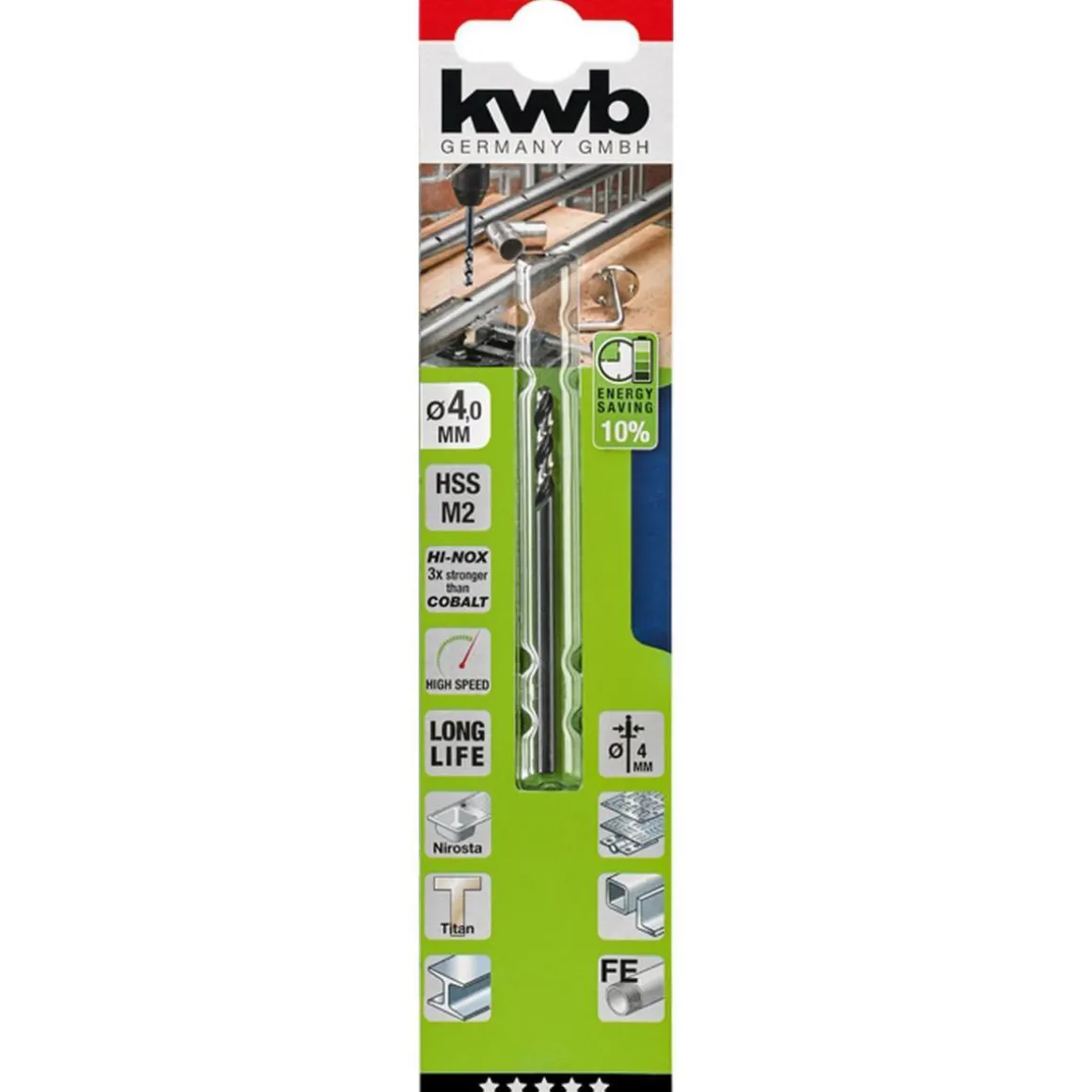kwbMetallbohrer Hi-Nox M2 Durchmesser 4 mm