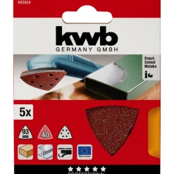 kwbSchleifdreiecke Quick Stick Holz und Metall 93 mm K40