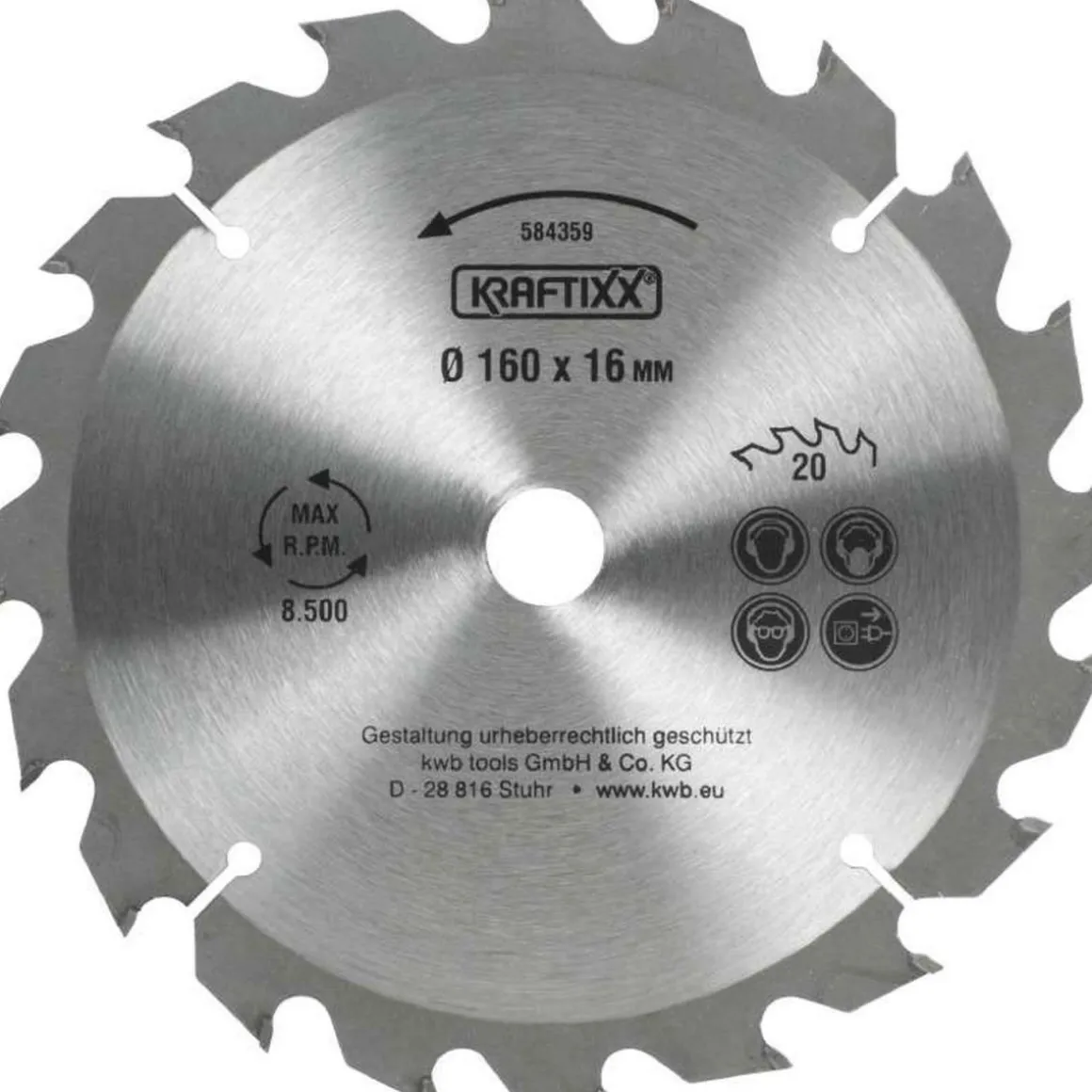 kwbSpanplattensägeblatt für Handkreissäge Durchmesser 160x16 mm