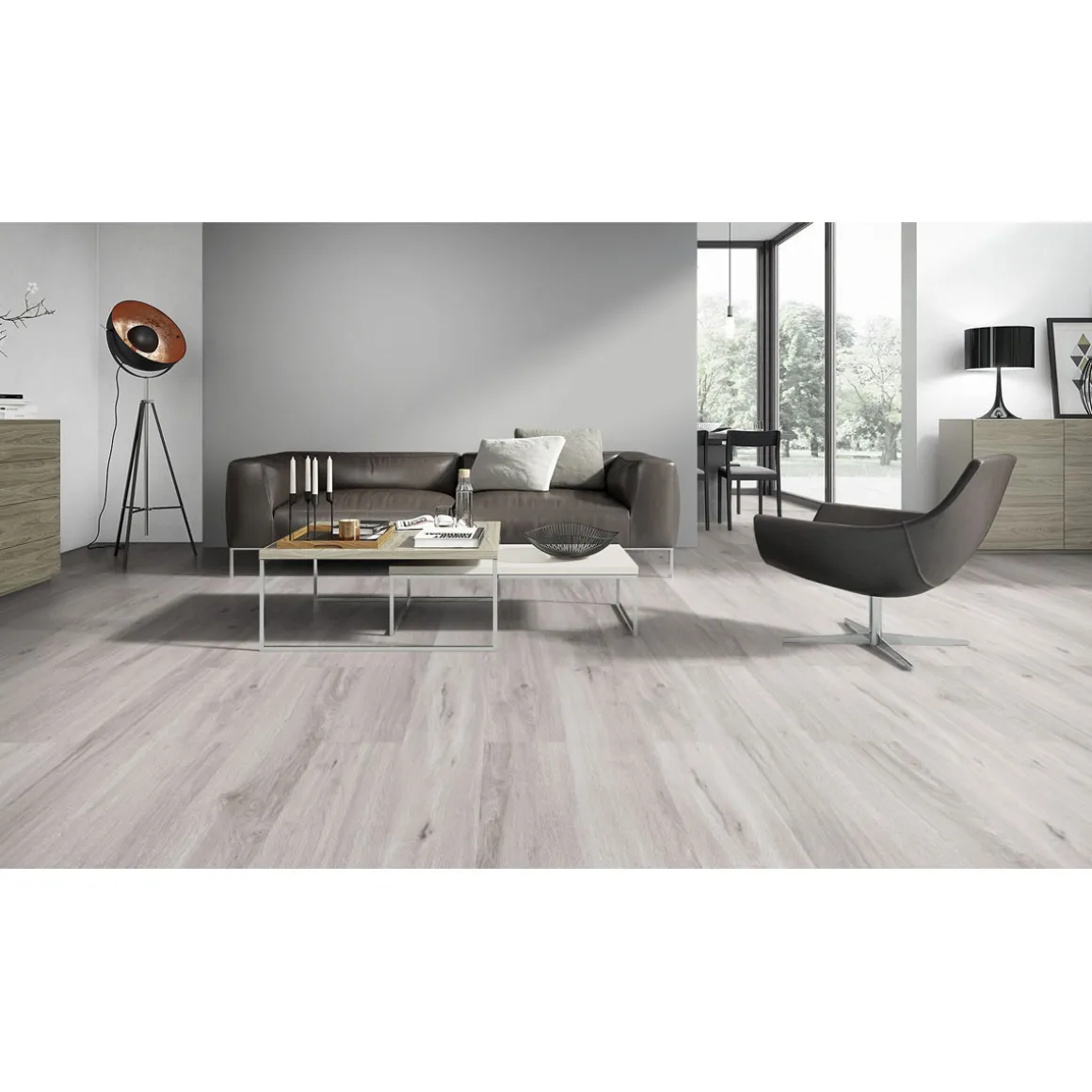 Laminat Home 4V 731-4 Eiche gebuerstet grau 1286 x 194 x 7 mm
