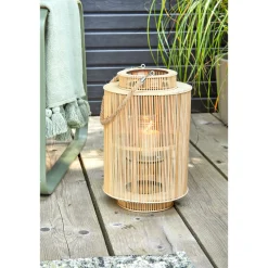 Laterne Bambus mit Jutehenkel 27 x 42 cm