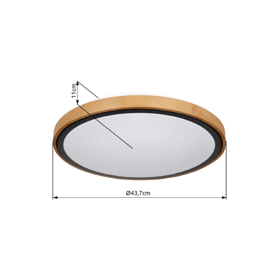 LED DL Bruno D43,7cm holz-schwarz24W 1000lm CCT3000/4500/6000K