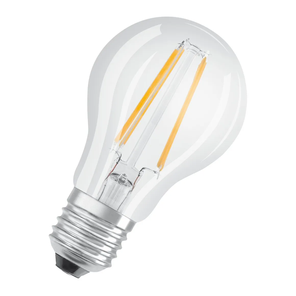 LED Gluehlampe E27 470lm 2.700K 40WErsatz warmweiss Filament klar 2er Pack