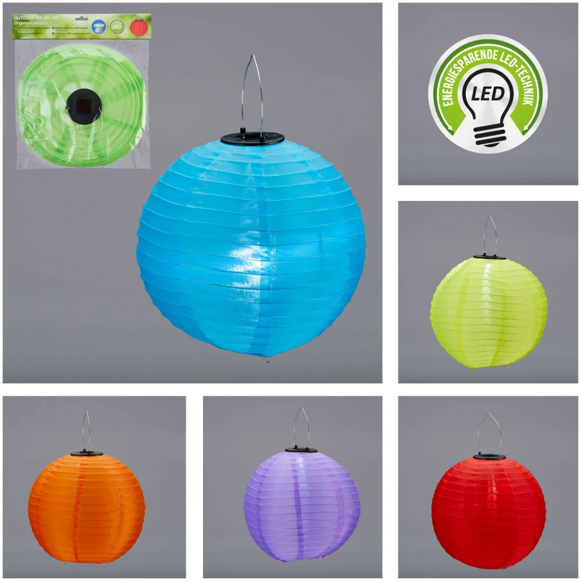 LED-Solar-Lampion Outdoor bunt