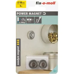 Magnet Neodym Ø 18 x 4mm, mit Senkbohrung Ø 4,5 mm, silber