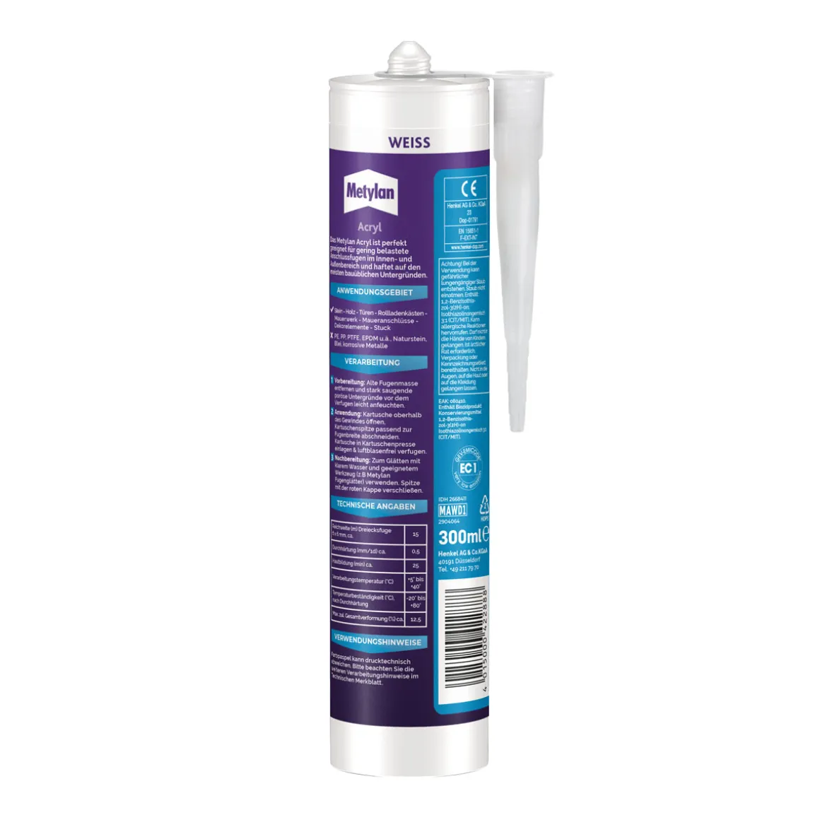 Metylan Dichtmasse Wand und Decke Acryl weiß 300 ml