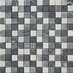 Mosaik Marmormatten 23/23 grau-weiß 30 x 30 x 0,8 cm