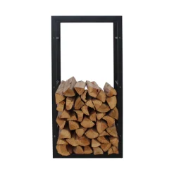 MyFireTool Kaminholzhalter Schwarz Pulverbeschichtet L45xB30xH96cm