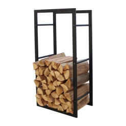 MyFireTool Kaminholzhalter Schwarz Pulverbeschichtet L45xB30xH96cm