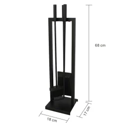 MyFireTool Kaminofenbesteck, 3tlg., Farbe: Schwarz, pulverbeschichtet