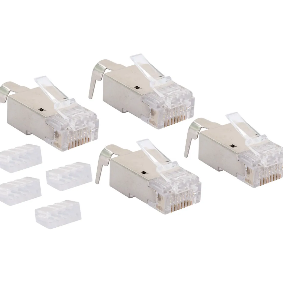 Netzwerkstecker 8-8- 4 Stueck CAT 6a/CAT7 silber/grau