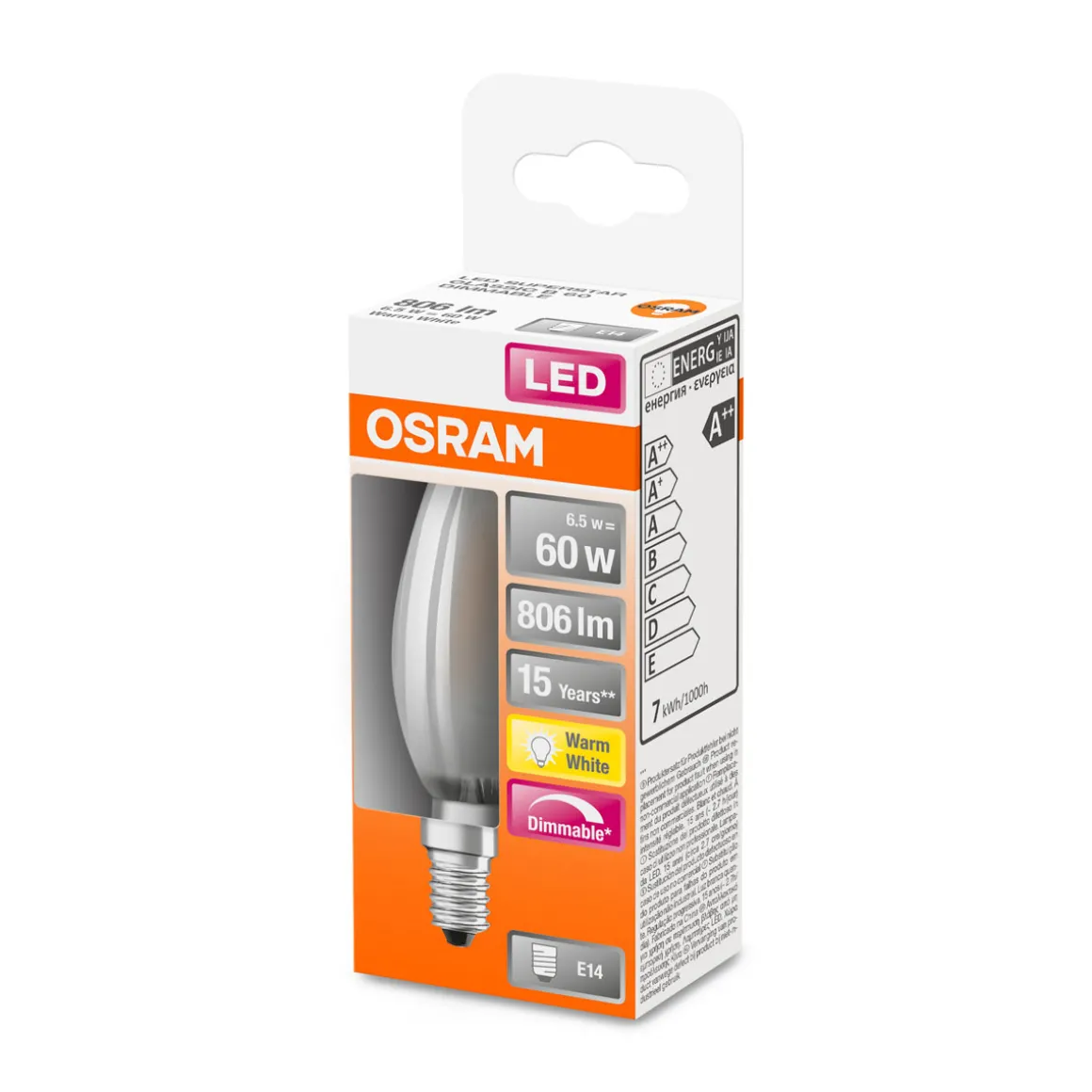Osram LED-Leuchtmittel Kerzenform E14 60W