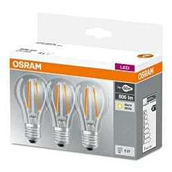 Osram LED-Leuchtmittel-Set Base Classic A 7W klar 3 Stück